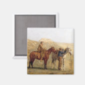 Alte Western Cowboys mit Pferden Magnet (Vorderseite/Rückseite)