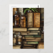 Alte Wetterbücher auf einer stabilen Lederabdeckun Postkarte (Vorne/Hinten)