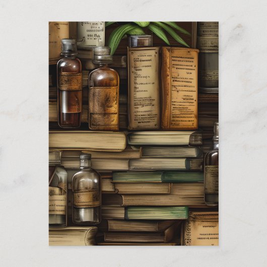 Alte Wetterbücher auf einer stabilen Lederabdeckun Postkarte (Vorderseite)