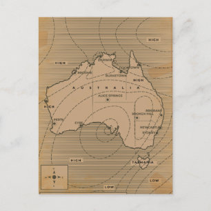 Alte Wetterkarte von Australien Einladungspostkarte