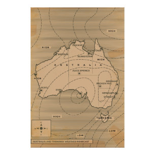 Alte Wetterkarte von Australien Fotodruck