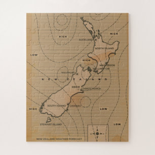 Alte Wetterkarte von Neuseeland Puzzle