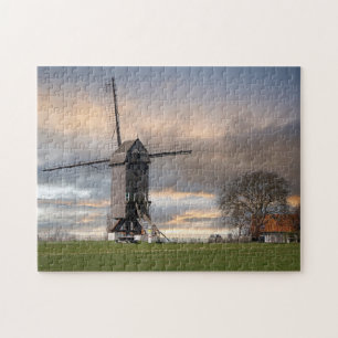 Alte Windmühle Feld Belgien Windmühle Holz Europa  Puzzle