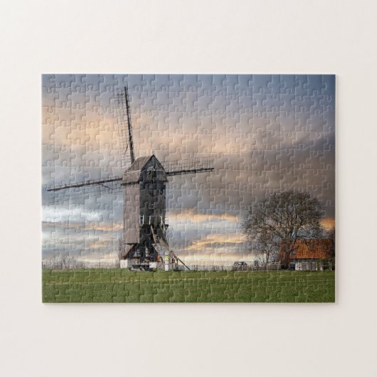 Alte Windmühle Feld Belgien Windmühle Holz Europa Puzzle (Horizontal)