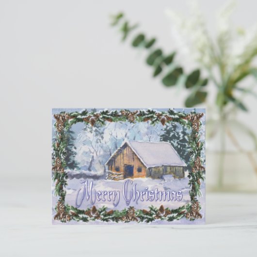 ALTE WINTER-SCHEUNEN-FROHE WEIHNACHTEN durch (Stehend Vorderseite)