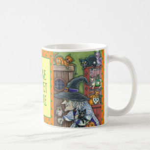 ALTE WITCH GLÜCKLICHE ZUHAUSE, VIELE KATZEN UND EI KAFFEETASSE