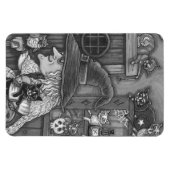 ALTE WITCH HAPPY ZUHAUSE, CATS & OWL BLK/WHEN HALL MAGNET (Horizontal)