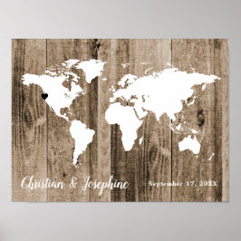 Alte Wood World Map Gust Book Alternative Sign Poster