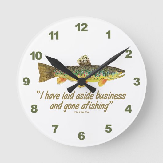 Alte Worte der Fischerei Runde Wanduhr (Vorderseite)