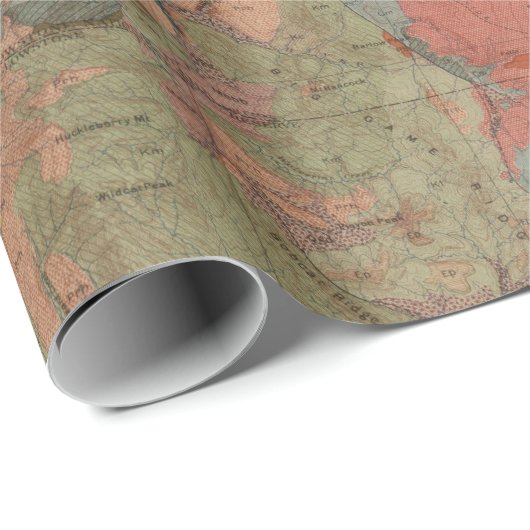 Alte Yellowstone Geologische Karte (1904)  Geschenkpapier (Rolleneckpunkt)