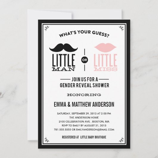 ALTE ZEIT| REVEALINVITATION DER GESCHLECHTER EINLADUNG (Vorderseite)