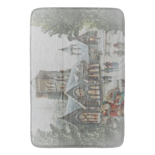 Alte Zeit Santa mit Kindern vor einer Kirche Badematte (Vorderseite Vertikal)