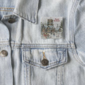 Alte Zeit Santa mit Kindern vor einer Kirche Button (Beispiel)