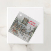 Alte Zeit Santa mit Kindern vor einer Kirche Geschenkanhänger (Beispiel)