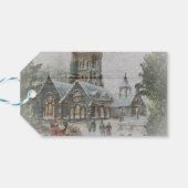 Alte Zeit Santa mit Kindern vor einer Kirche Geschenkanhänger (Rückseite Horizontal)