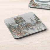 Alte Zeit Santa mit Kindern vor einer Kirche Getränkeuntersetzer (Linke Seite)