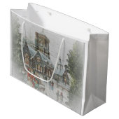 Alte Zeit Santa mit Kindern vor einer Kirche Große Geschenktüte (Vorderseite Schrägansicht)