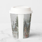 Alte Zeit Santa mit Kindern vor einer Kirche Pappbecher (Links)