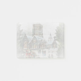 Alte Zeit Santa mit Kindern vor einer Kirche Post-it Klebezettel