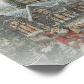 Alte Zeit Santa mit Kindern vor einer Kirche Poster (Ecke)