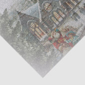 Alte Zeit Santa mit Kindern vor einer Kirche Seidenpapier (Ausschnitt)