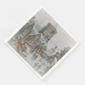 Alte Zeit Santa mit Kindern vor einer Kirche Serviette (Ecke)