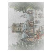 Alte Zeit Santa mit Kindern vor einer Kirche Tischdecke (Vorderseite)