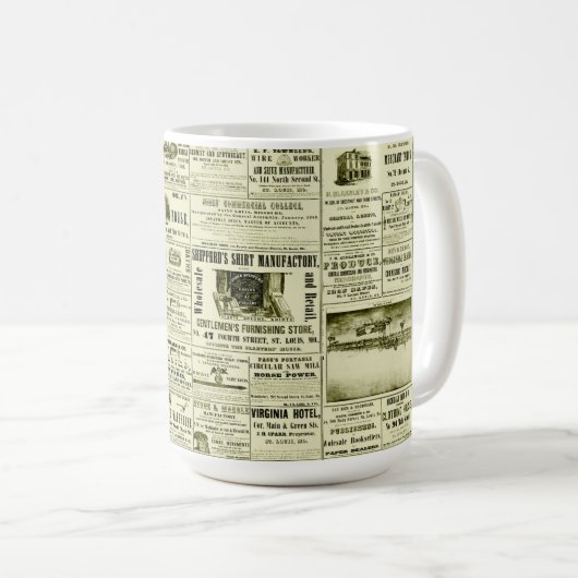 Alte Zeitung Kaffeetasse (VorderseiteRechts)
