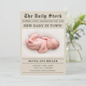 Alte Zeitung Stil Geburtsankündigungskarte Ankündigung (Stehend Vorderseite)