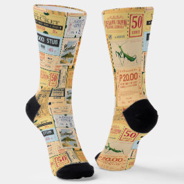 Alte Zeitung und Cenima Tickets Moderne Vintag Socken