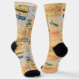 Alte Zeitung und Cenima Tickets Moderne Vintag Socken