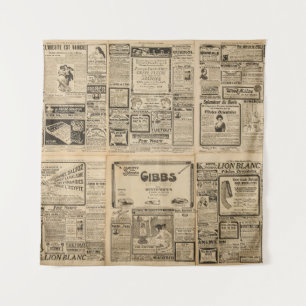 Alte Zeitung: vintage Papierhintergrund. Wandteppich
