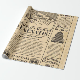 Alte Zeitung vintage. Retro-Zeitungspapier mit Tex Geschenkpapier