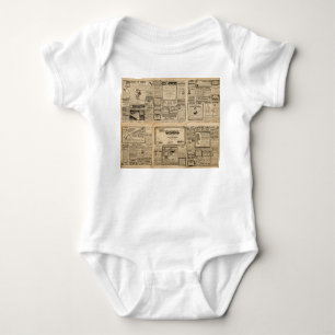 Alte Zeitung: Vintager Hintergrund. Baby Strampler