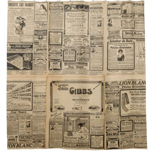 Alte Zeitung: Vintager Hintergrund. Duschvorhang (Vorderseite)