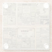 Alte Zeitung: Vintager Hintergrund. Glasuntersetzer (Rückseite)