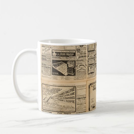 Alte Zeitung: Vintager Hintergrund. Kaffeetasse (Links)