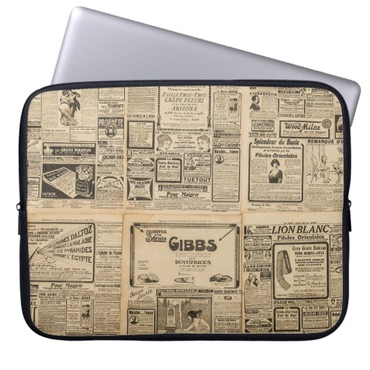 Alte Zeitung: Vintager Hintergrund. Laptopschutzhülle (Vorderseite)