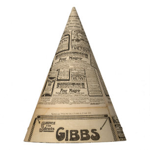 Alte Zeitung: Vintager Hintergrund. Partyhütchen