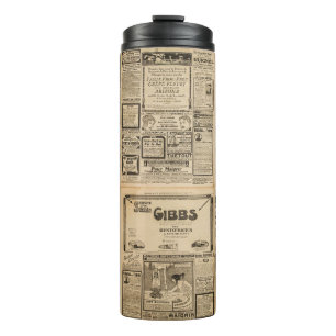Alte Zeitung: Vintager Hintergrund. Thermosbecher
