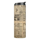 Alte Zeitung: Vintager Hintergrund. Thermosbecher (Nach links gedreht)