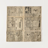 Alte Zeitung: Vintager Hintergrund. Wandteppich (Vorderseite (Horizontal))