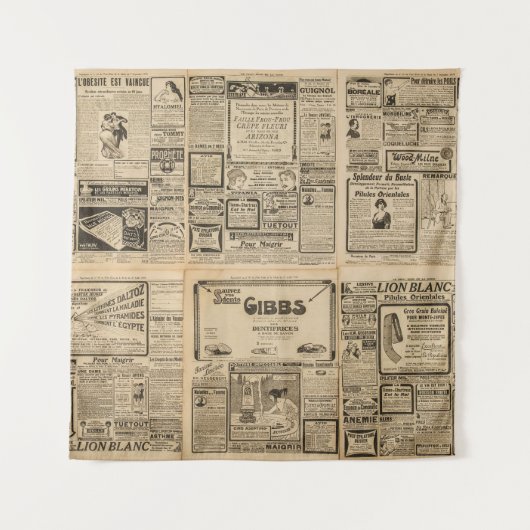 Alte Zeitung: Vintager Hintergrund. Wandteppich (Vorderseite)