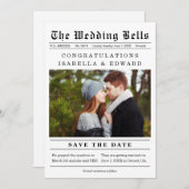 Alte Zeitungsstil-Hochzeit retten das Datum Save The Date (Vorne/Hinten)