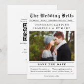 Alte Zeitungsstil-Hochzeit Save the Date QR-Code (Vorne/Hinten)