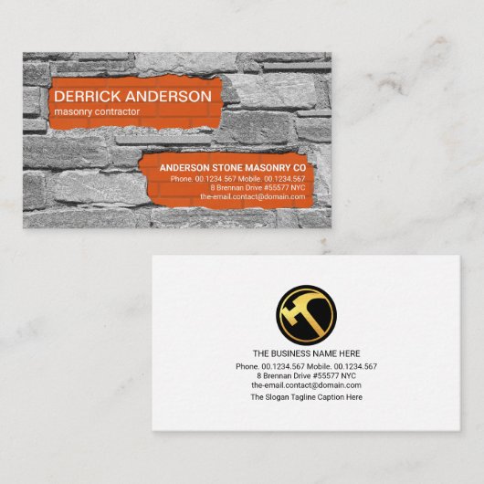 Alte Zementmauer New Brickwork Brick Lay Visitenkarte (Vorne/Hinten)