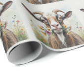 Alte Ziege mit Blume Spaß Neuheit Tiermuster Geschenkpapier (Rolleneckpunkt)