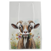 Alte Ziege mit Blume Spaß Neuheit Tiermuster Mittlere Geschenktüte (Rückseite)