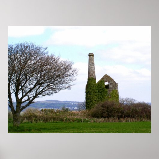 Alte Zinnminenruinen in Cornwall Poster (Vorne)