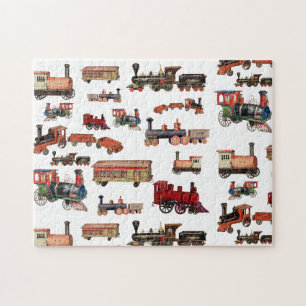 Alte Zugbahn Bunte Züge Muster Puzzle